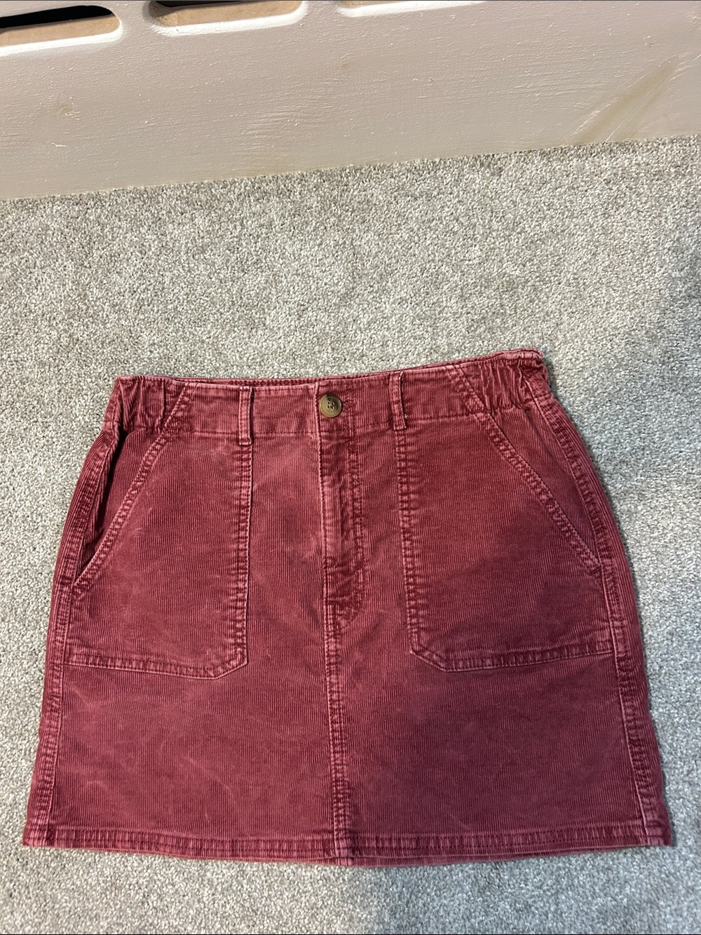 American Eagle Outfitters Corduroy Mini Skirt in Burgundy Red